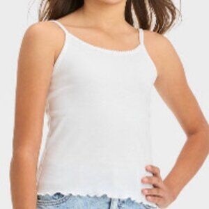 808 6 PACK-GIRLS LARGE WHITE SIZE 10/12 RIBBED CAMI TANK TOP BY ART CLASS